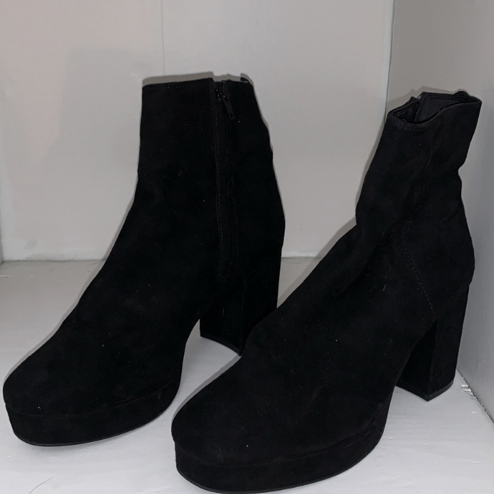 black suede heels